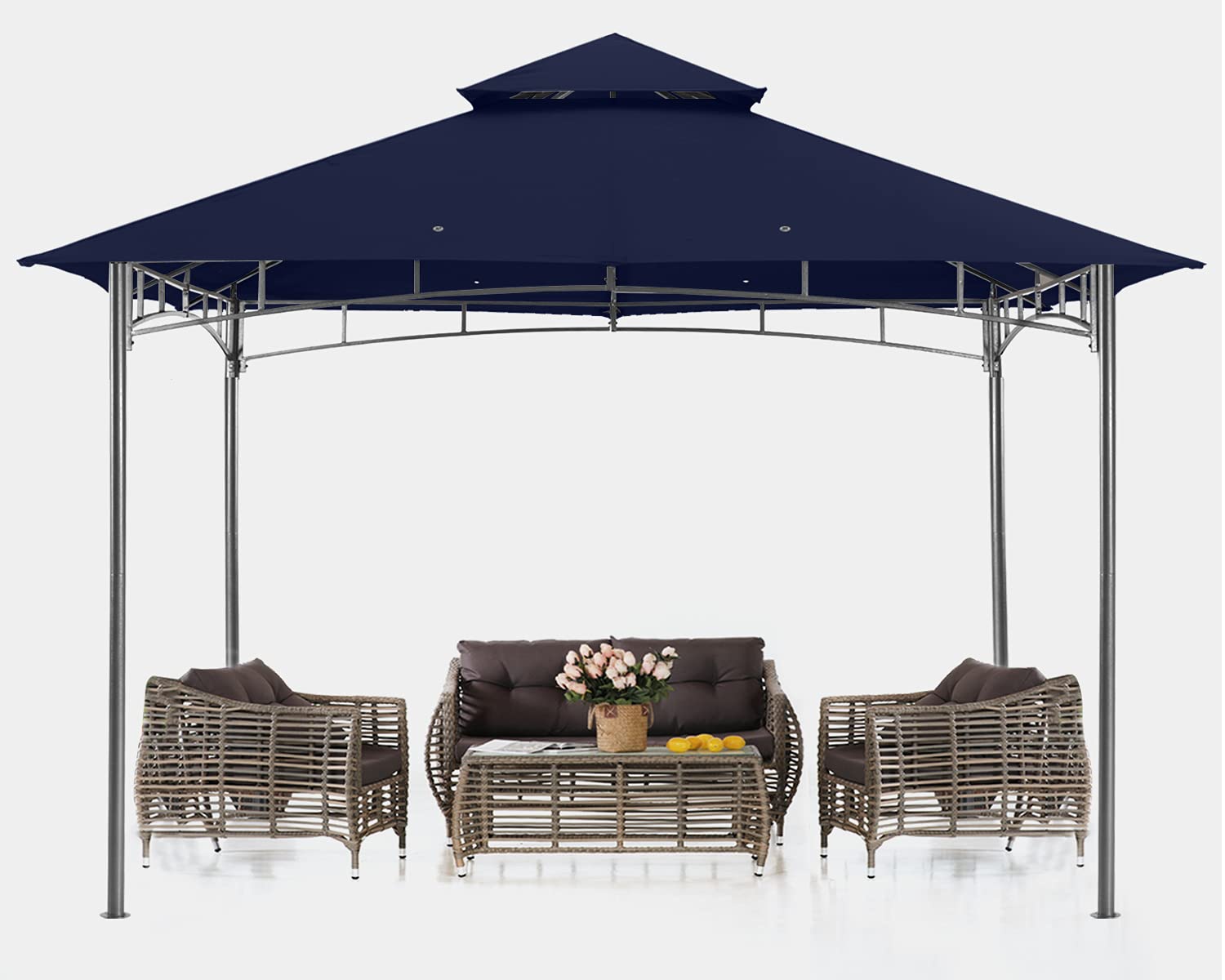 Abccanopy Gazebos For Patios 8X8 - Outdoor Steel Frame Gazebo For Lawn Backyard Garden Deck (Navy Blue)