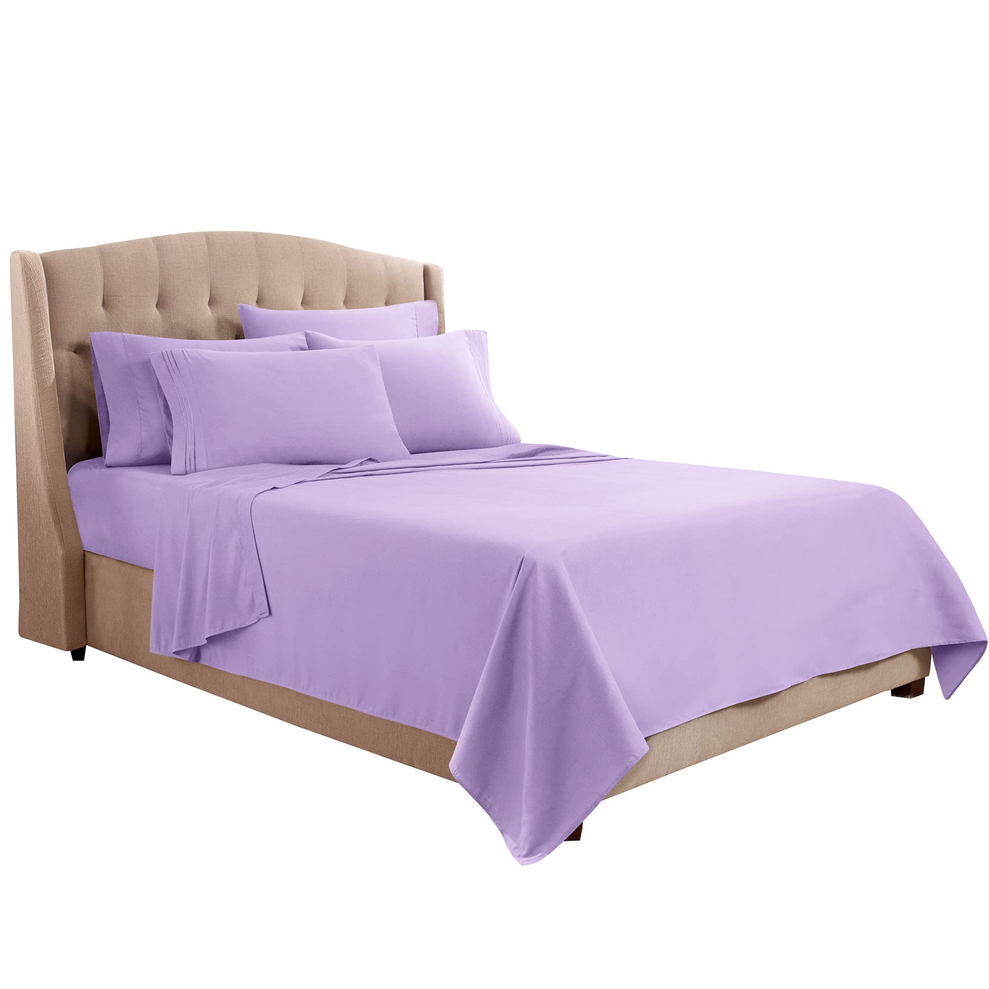 Clara Clark Twin Sheets, 5 Piece Set - Hotel Luxury Sheets For Twin Size Bed, Super Soft Bedding Sheets & Pillowcases, Twin Size Sheets, Lavender