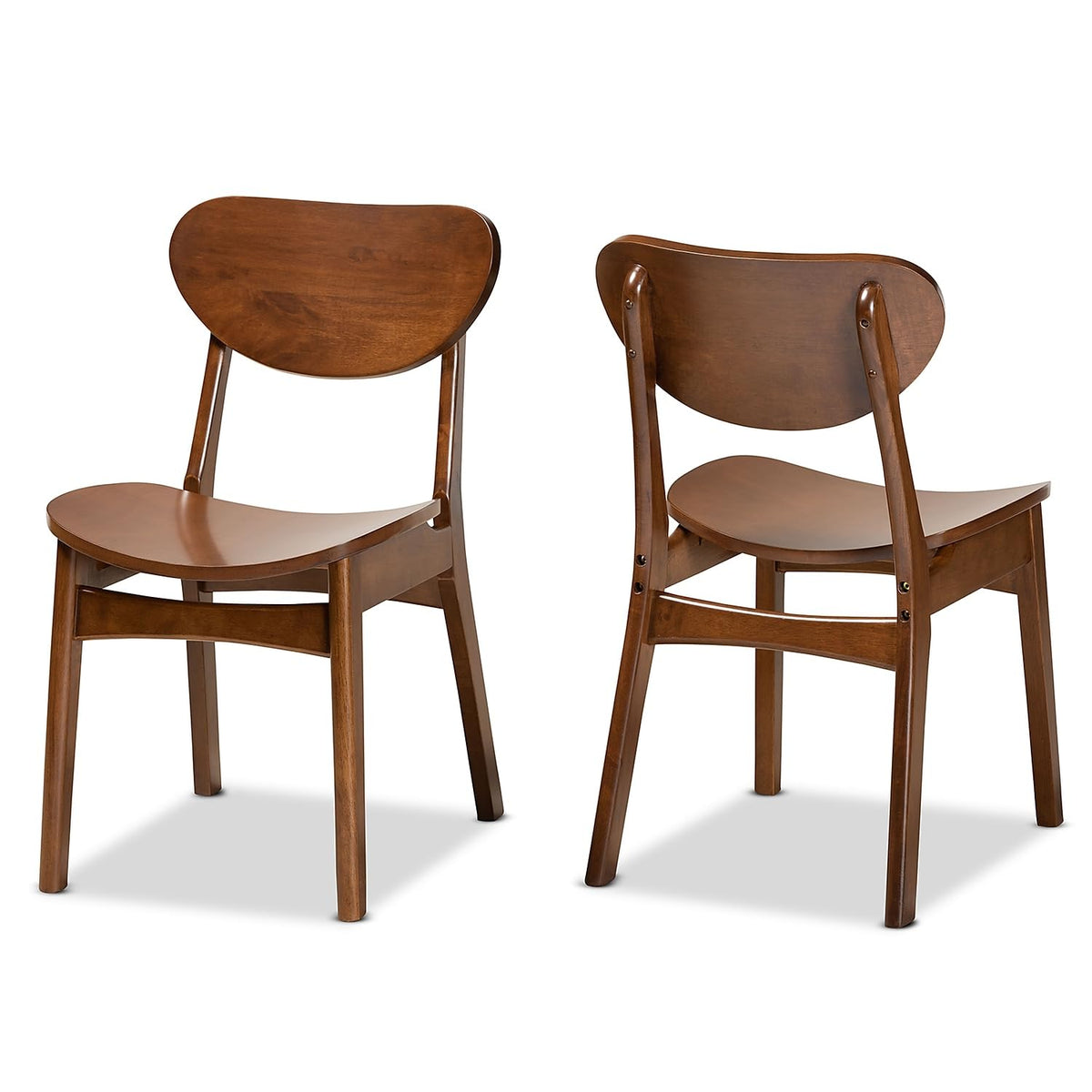 Baxton Studio Katya Mid-Century Wood Dining Chair, Walnut Brown, 2/Set (183-2PC-11637HT)