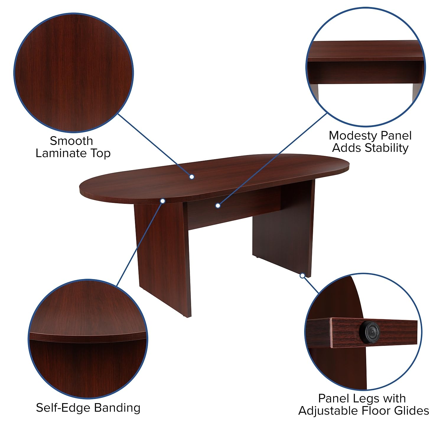 Flash Furniture Jones 6 Foot (72 Inch) Oval Conference Table In Mahogany