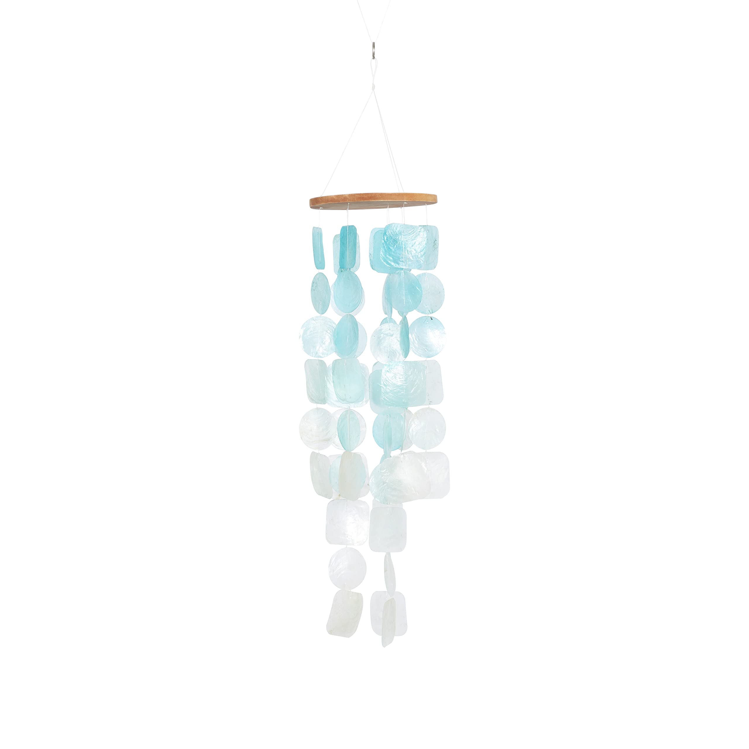 Deco 79 Capiz Shell Waterfall Windchime, 6' X 6' X 24', Teal