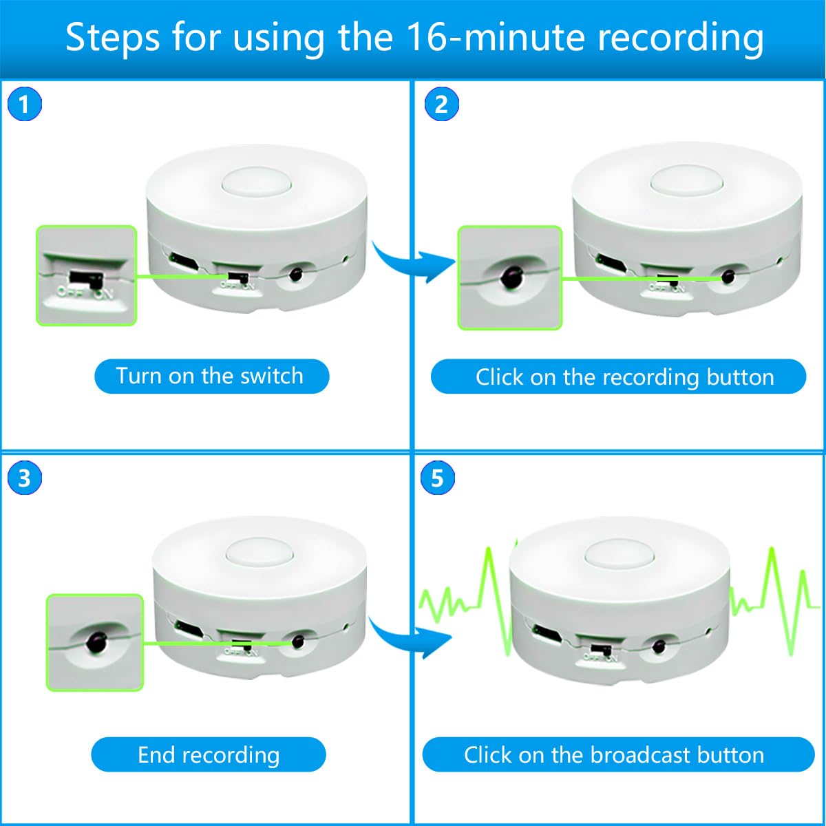 Jrgkjcp 16 Minutes Voice Recorder, Record Custom Message For Plush Toy, Stuffed Bear Toy, Baby Doll Toy, And Pillow