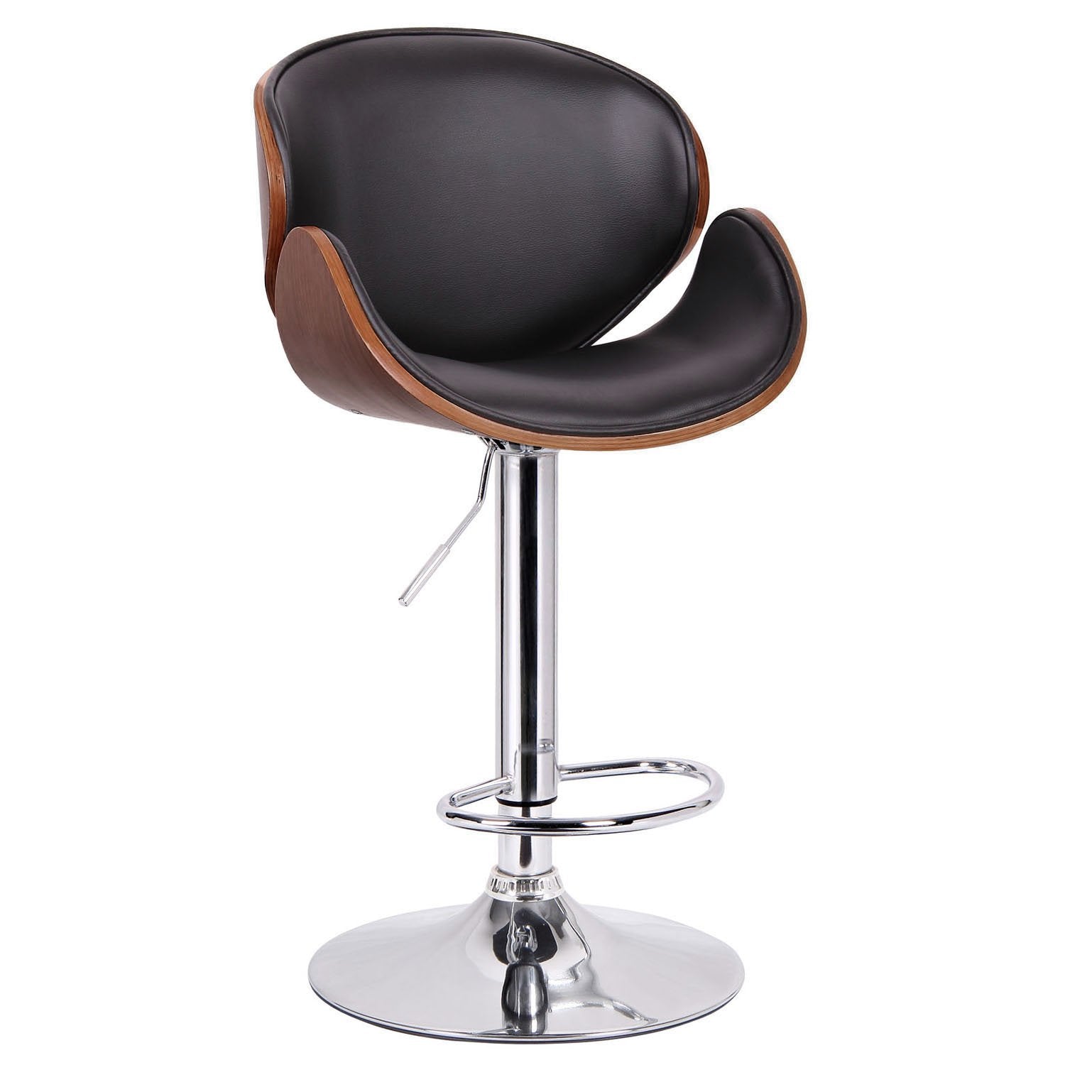 Baxton Studio Crocus Walnut and Black Modern Bar Stool