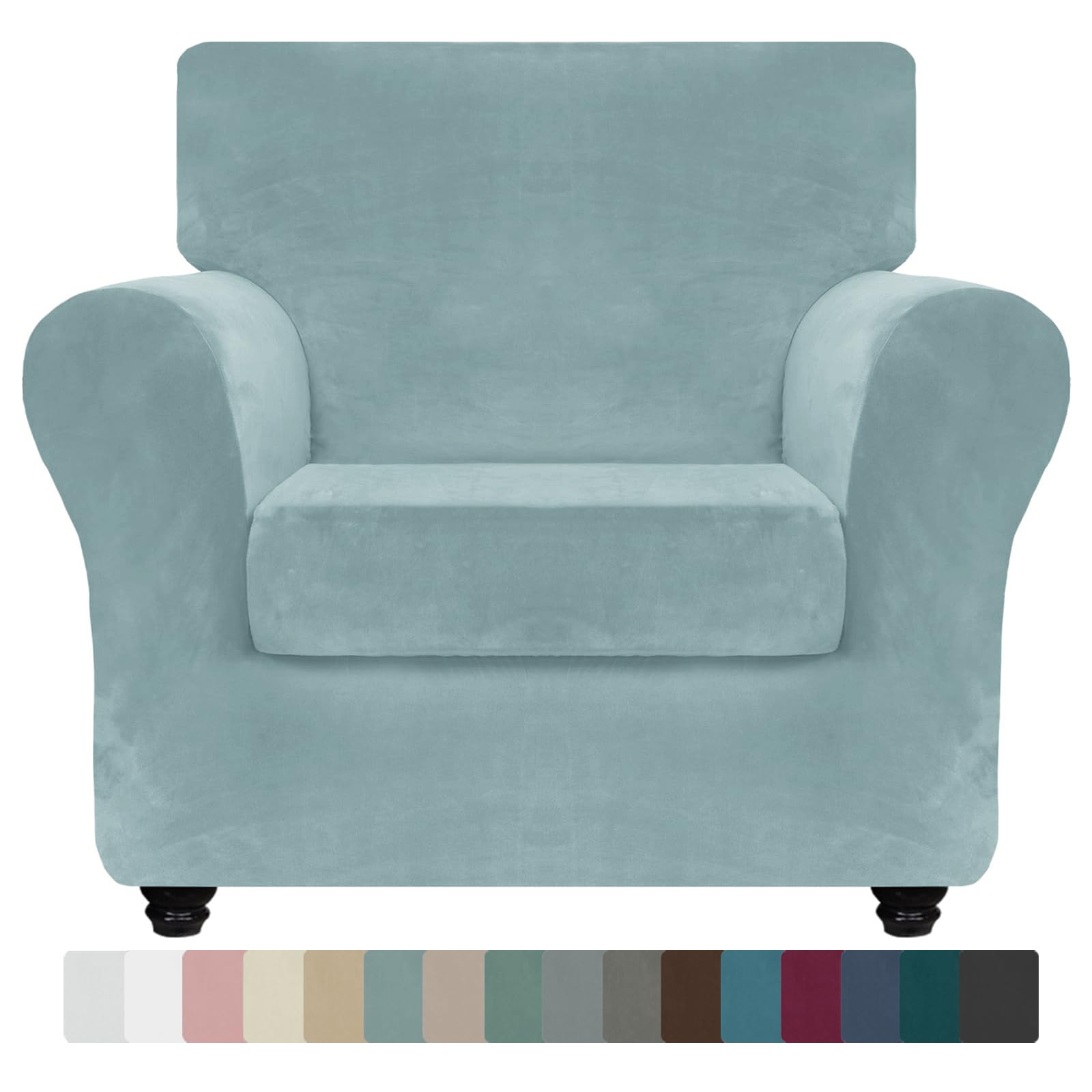 Znsayotx Luxury Velvet Chair Slipcovers With Arms 2 Piece Stretch Chair Covers For Living Room Thick Soft Armchair Slipcover Ant