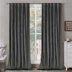 Bgment Grey Velvet Blackout Curtains For Living Room, 84 Inches Long Thermal Insulated Curtains Noise Reduce Back Tab And Rod Po