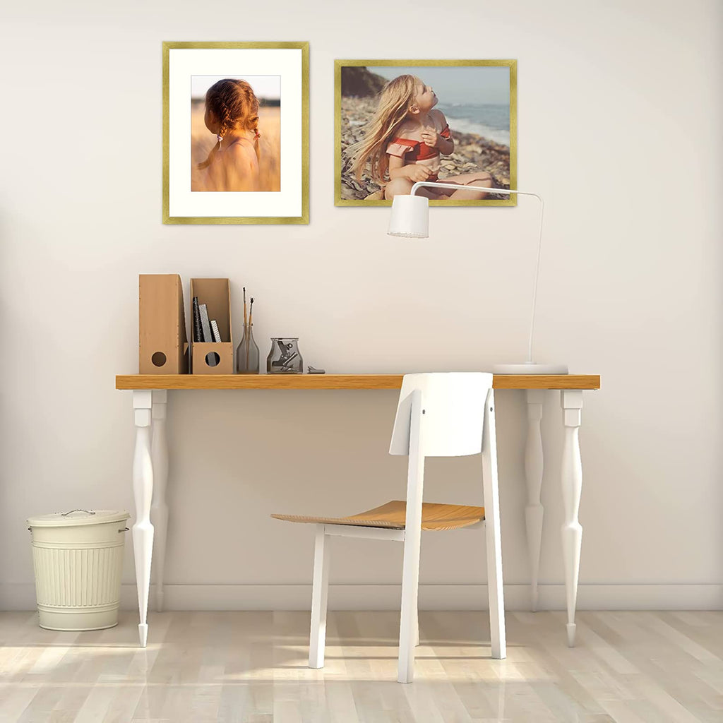 Golden State Art, 16X20 Picture Frame With Mat For 11X14 - High Definition Glass Wall Mounting Horizontal Vertical Display (Gold