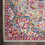 HomeRoots Grey/Multi 100% Polypropylene 7’ x 10’ Gray and Pink Medallion Area Rug