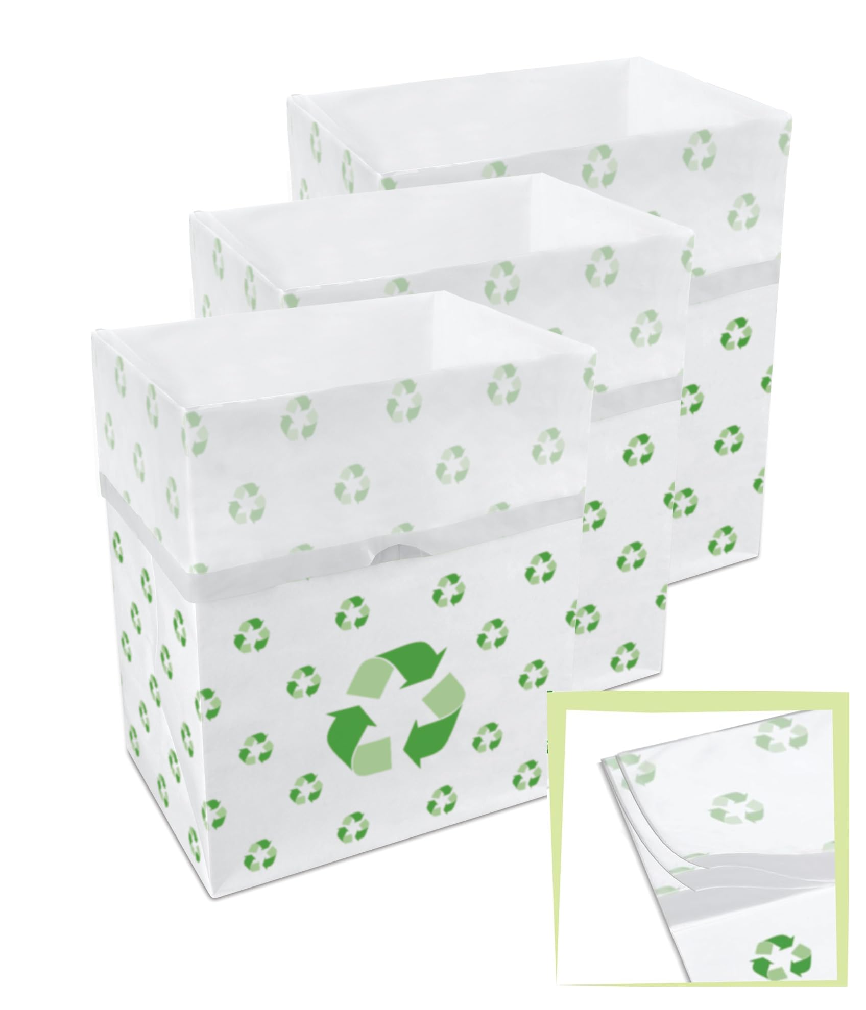 Clean Cubes Product Image 13 Gallon Multi-Liner Disposable Trash Cans (3-Pack). Reusable Garbage and Recycling Bins for Parties,