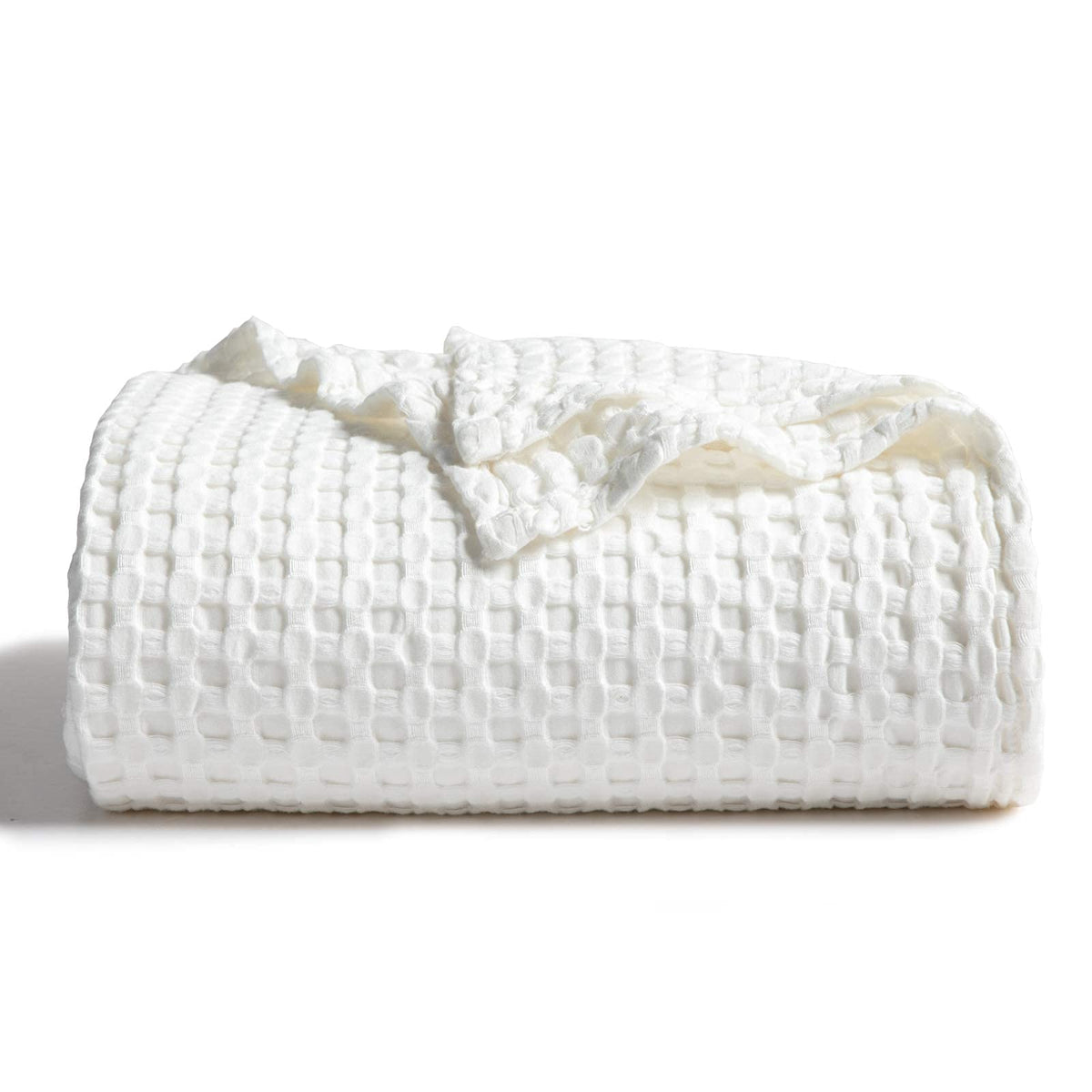 Bedsure Cooling Cotton Waffle Weave Throw Blanket - Lightweight Breathable Blanket Of Rayon Derived From Bamboo For Hot Sleepers