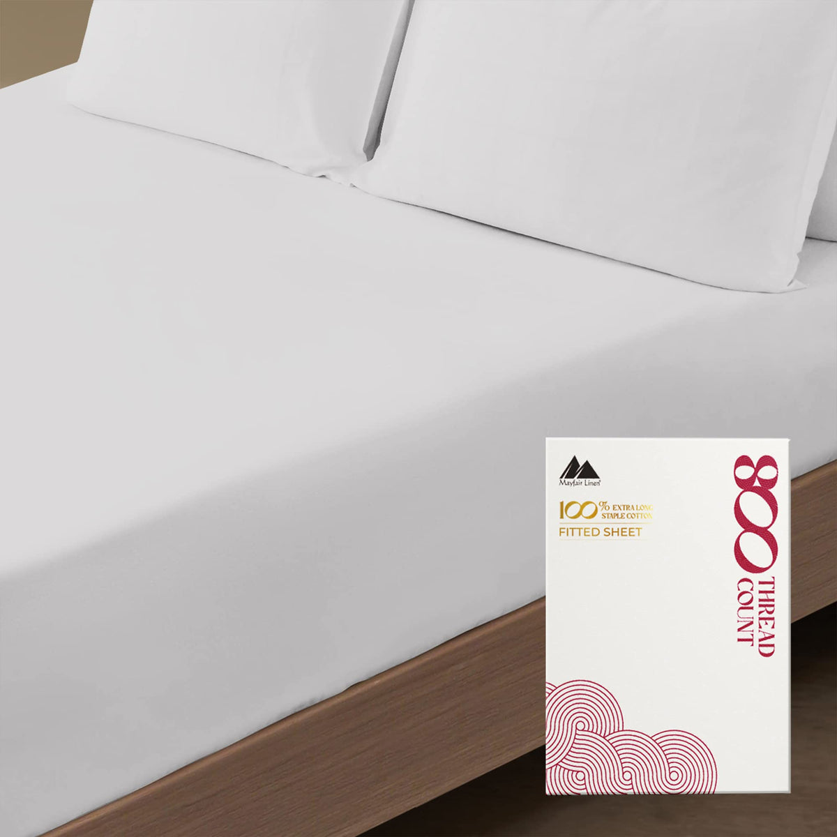 Mayfair Linen 100% Egyptian Cotton California King Fitted Sheet Only - 800 Thread Count 16' Deep Pocket Fitted Sheet, Soft, Sat