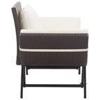 vidaXL Convertible Patio Bench to Day Bed in Brown Poly Rattan with Comfortable Cushions, Adjustable Sides and Durable Steel Frame