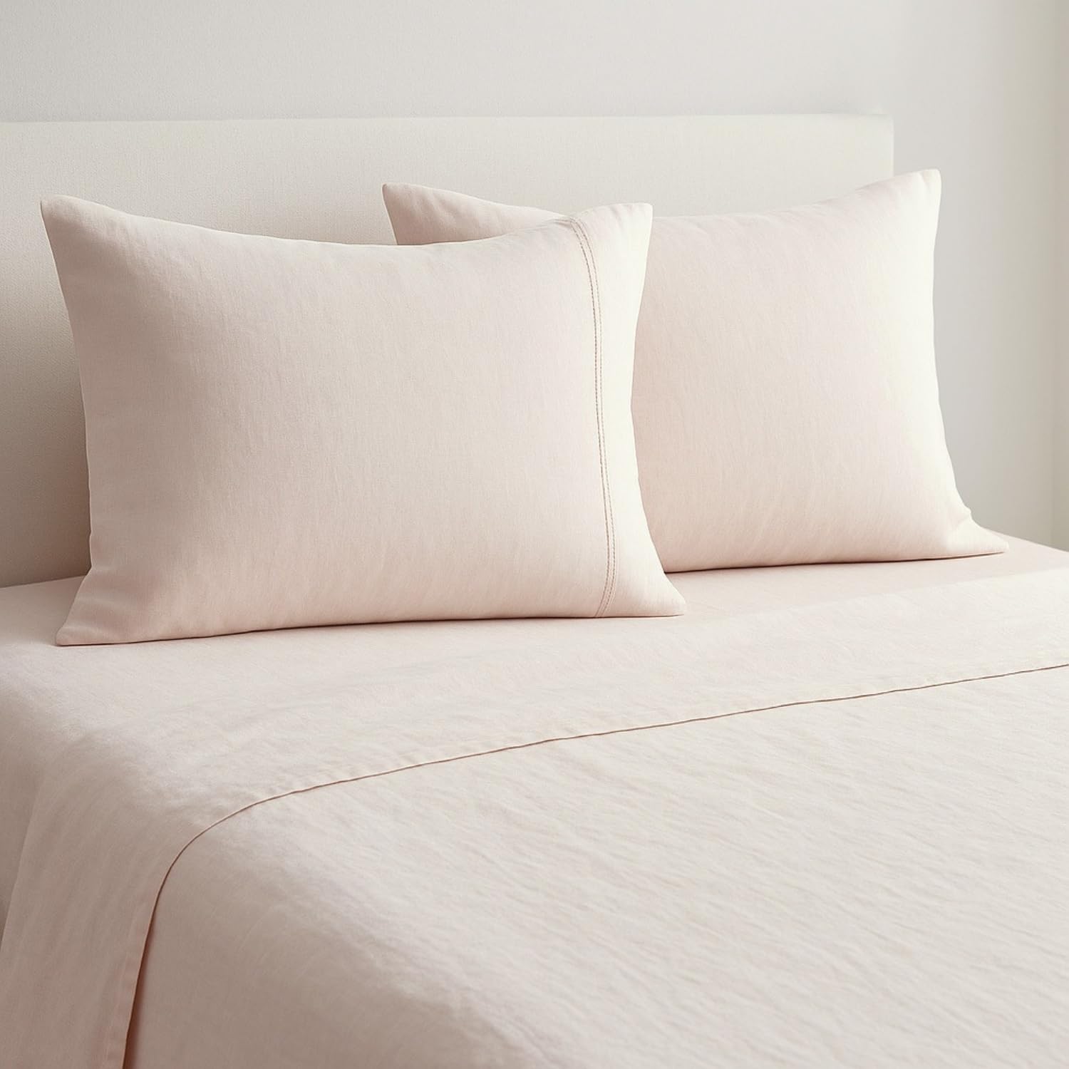 Haus And Kinder Double Bedsheet, 300 Tc 100% Organic Cotton Percale Weave, Fitted Bedsheet For Double Size Bed With 2 Pillow Cov