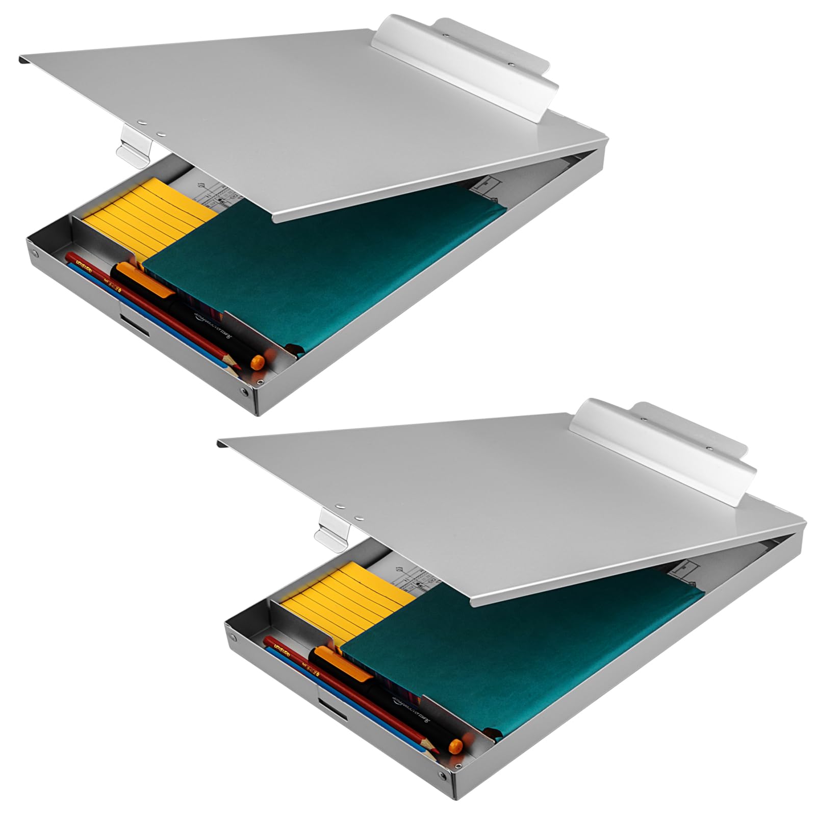 Zczn Aluminum Clipboard With Storage, 2 Pack Recycled Metal Clipboard Box, Form Holder, Suitable For School, Office, Jobsite Or