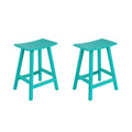 Costaelm All-Weather Bar Stools Set Of 2, 24' Height Outdoor Bar Stools, Adirondack Poly Patio Bar Stool For Patio, Deck, Kitchen Counter And Garden, Turquoise