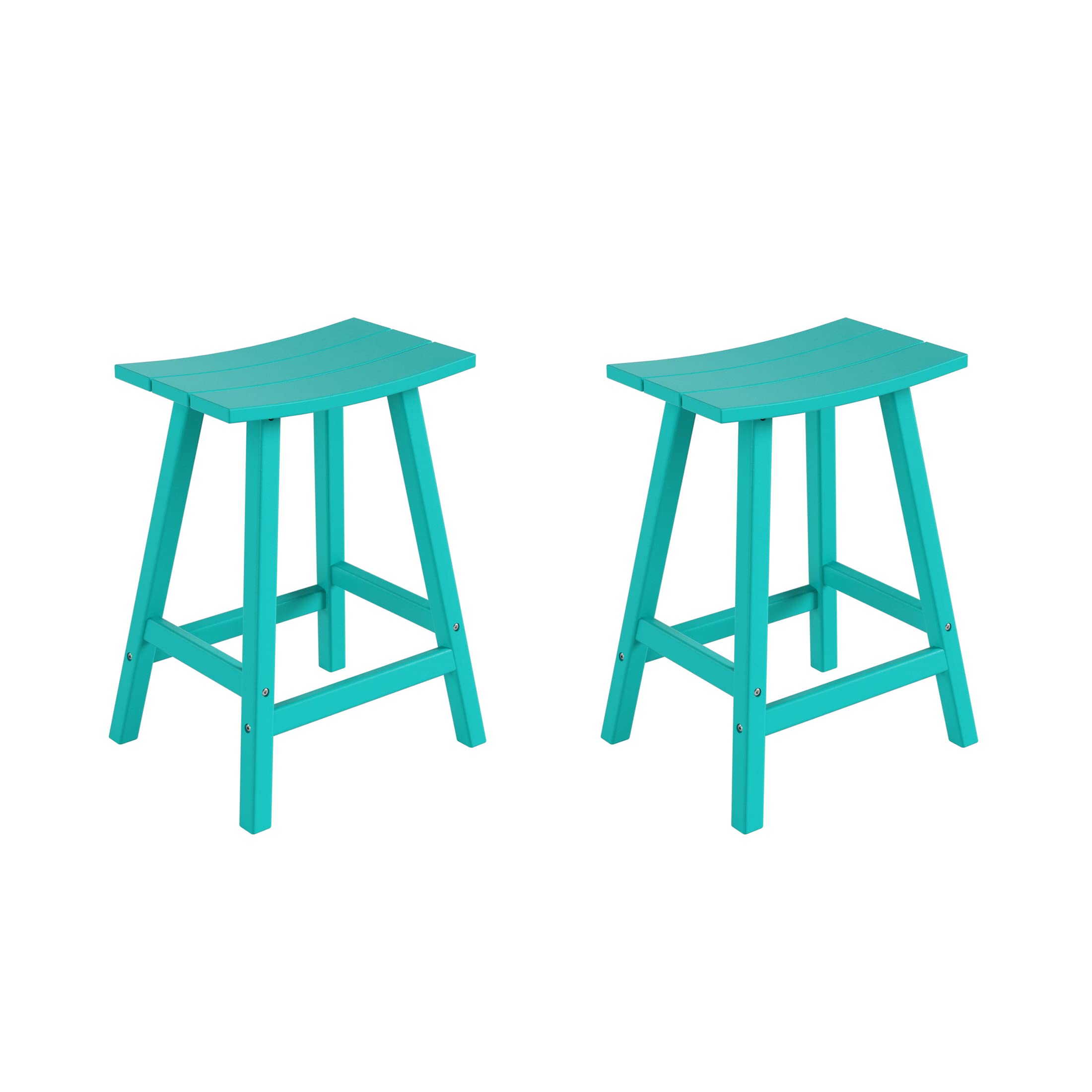 Costaelm All-Weather Bar Stools Set Of 2, 24' Height Outdoor Bar Stools, Adirondack Poly Patio Bar Stool For Patio, Deck, Kitchen Counter And Garden, Turquoise
