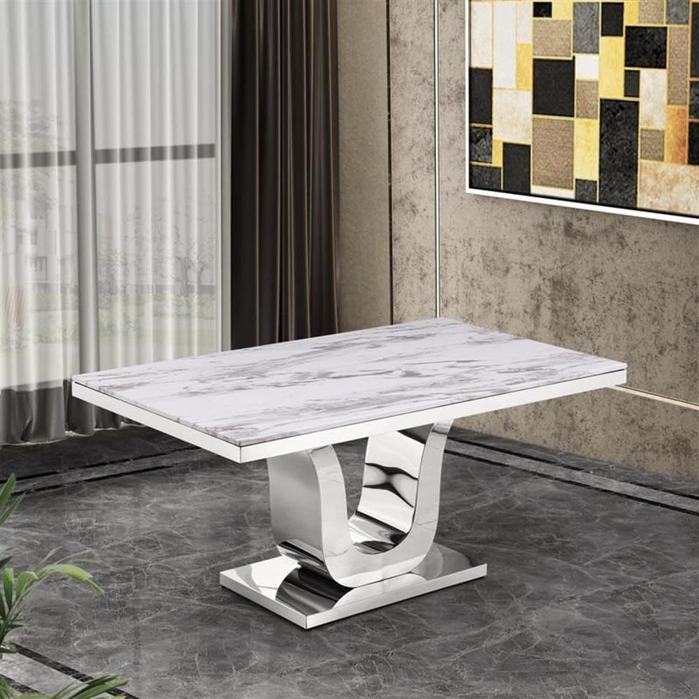 Best Quality Furniture 5Pc Dining Set (1 Table And 4 Chairs) White, Silver, Black