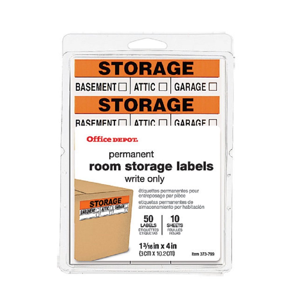 Office Depot Brand Permanent Room Storage Labels (Write-On) Neon Orange, Pack Of 50