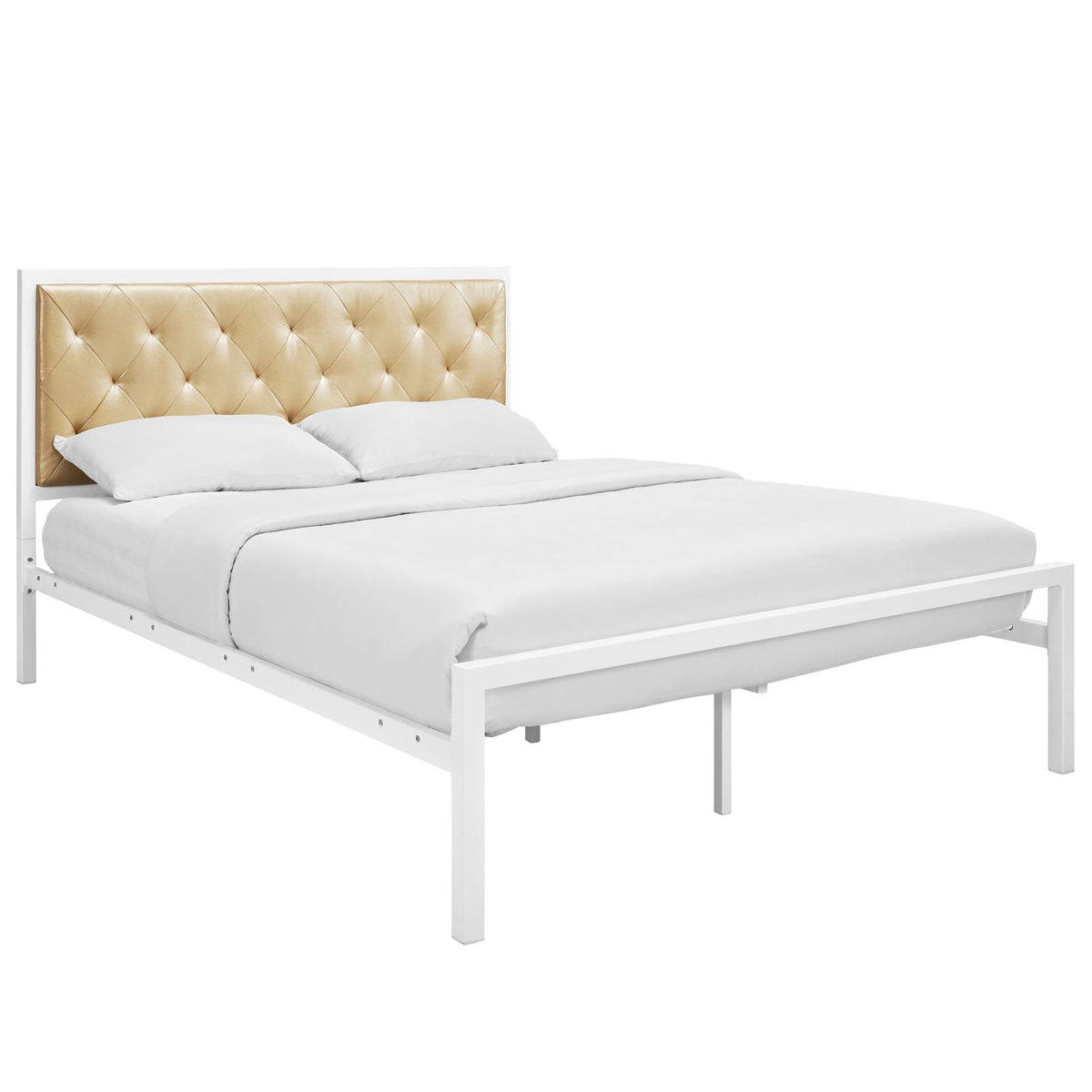 Modway Mia Queen Vinyl Bed in White Champagne