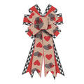 Valentine's Day Wreath Bows Valentines Bows Red Heart Brown White Plaid Burlap Bows for Wreaths, Valentines Day Ribbon Bows Tree