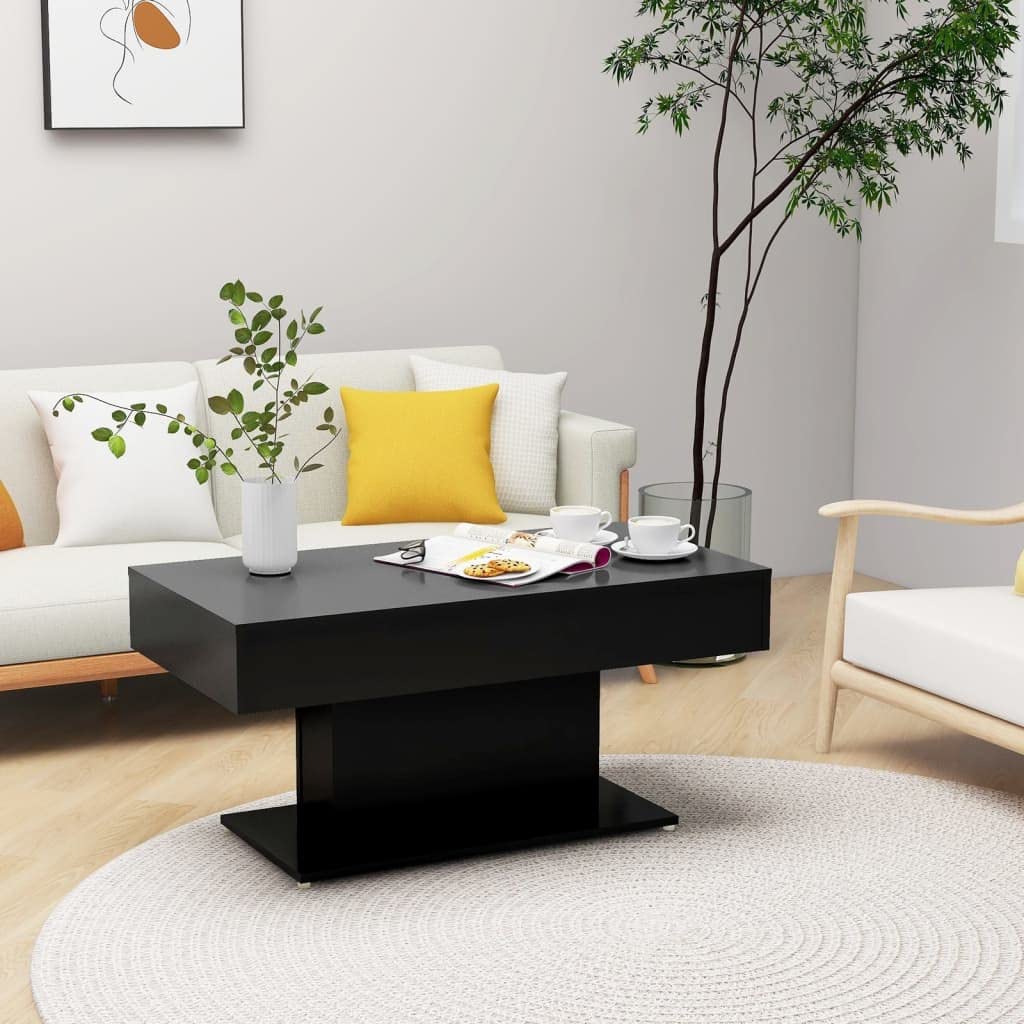 vidaXL Coffee Table Household Living Room Office Furniture Accent Couch Center Side End Sofa Coffee Table Desk Black Engineered Wood