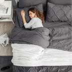 Bedsure California King Comforter Set - Cal King Bed Set 7 Pieces, Pinch Pleat Dark Grey Cali King Bedding Set With Comforter, S