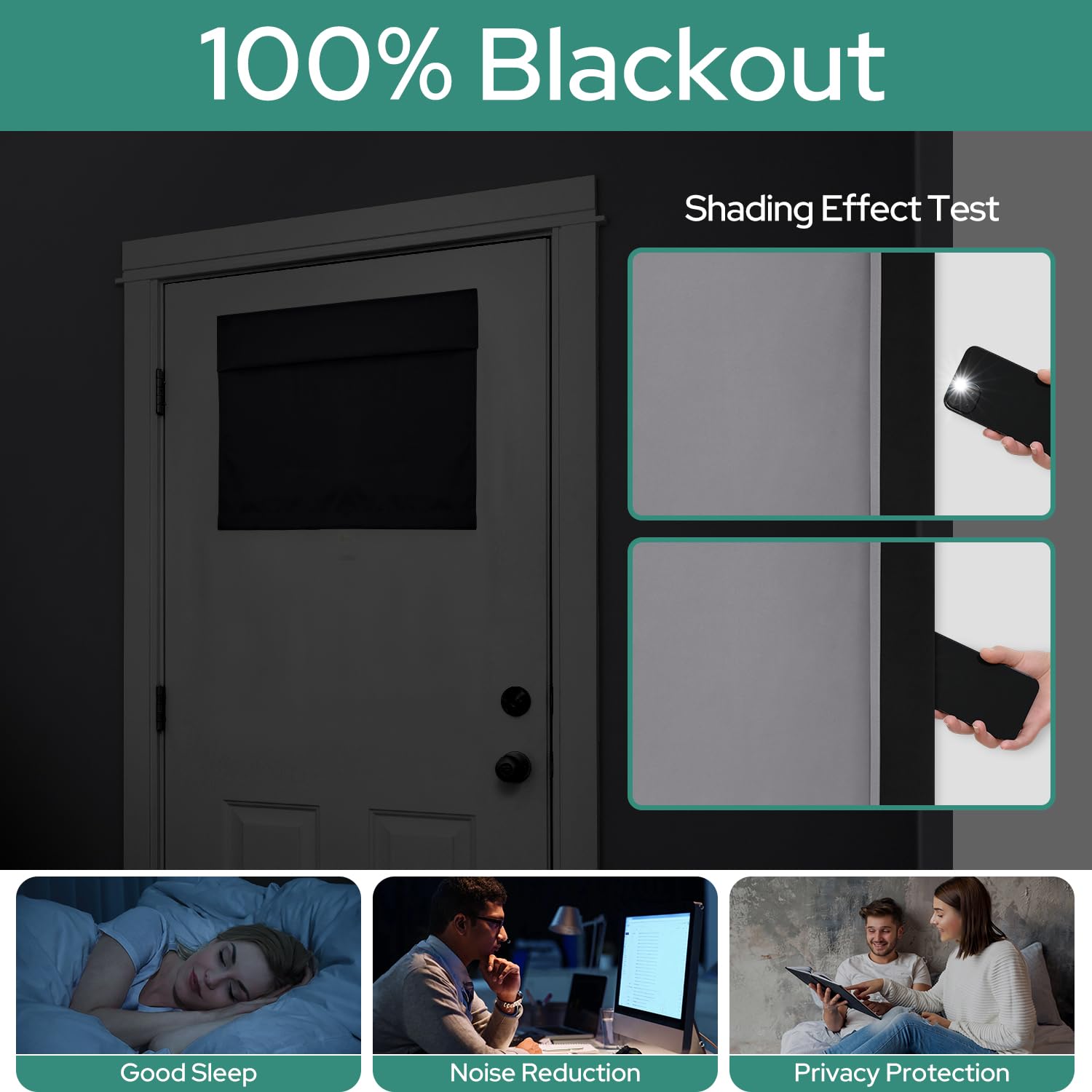 Homeideas 100% Blackout French Door Curtains, Privacy Small Door Curtains For Door Window, 26 X 20 Inch Door Shades For Front Door, Thermal Insulated Door Window Covering, (1 Panel, Light Grey)