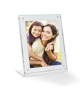 5x5 Acrylic Floating Picture Frame - Table Stand with Chrome Magnetic Front Cover to Easily Change Photos - Made in The USA