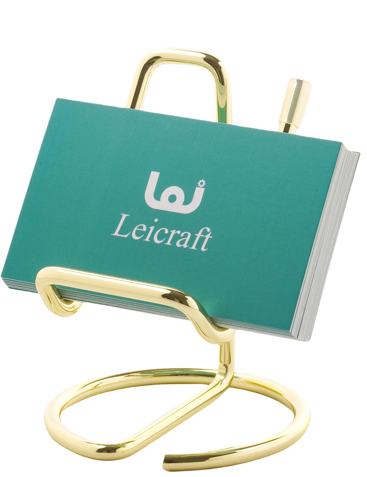 Leicraft Business Card Holder For Desk, Cute Metal Card Organizers And Office Desk Accessories For Men And Women (Vertical Golde