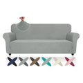 Znsayotx Super Stretch Sofa Cover (71'-91'), New Striped Sofa Covers Fitted Slipcovers With Elastic Bottom, Dog Cat Pets Proof Spandex Washable Fabric Comfortable & Durable (Light Grey, Sofa)
