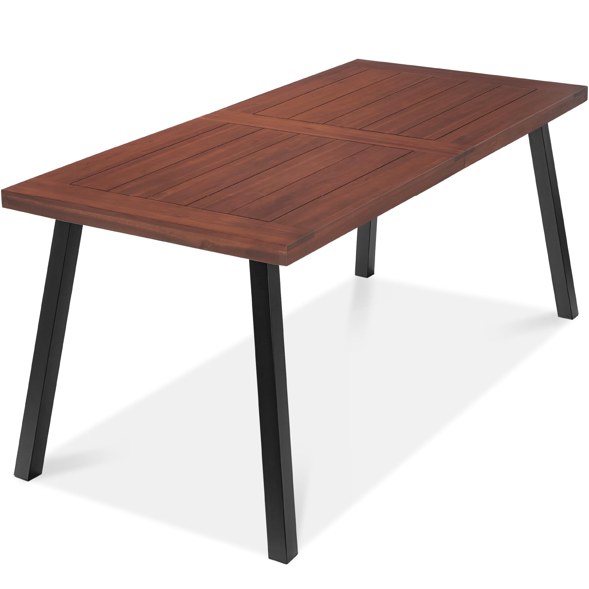Best Choice Products 6-Person Indoor Outdoor Acacia Wood Dining Table, Picnic Table w/Powder-Coated Steel, 350 Pound Capacity Le