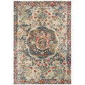 HomeRoots Polypropylene 4’x6’ Ivory Distressed Medallion Area Rug