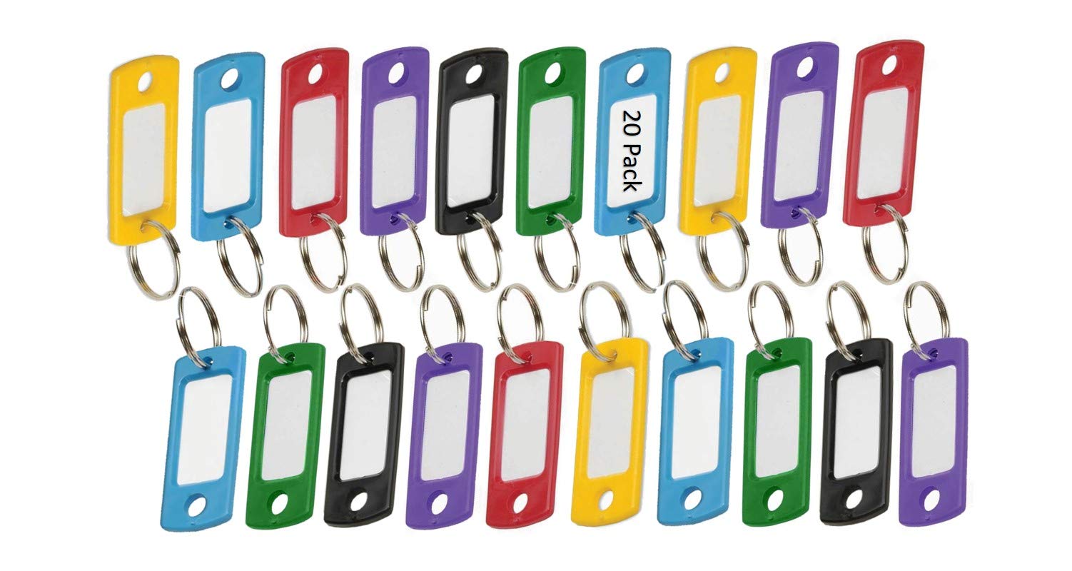 Lucky Line Flexible Colored Plastic Key Tag With 3/4' Split Ring In Assorted Colors, 20 Key Tags (1690020)