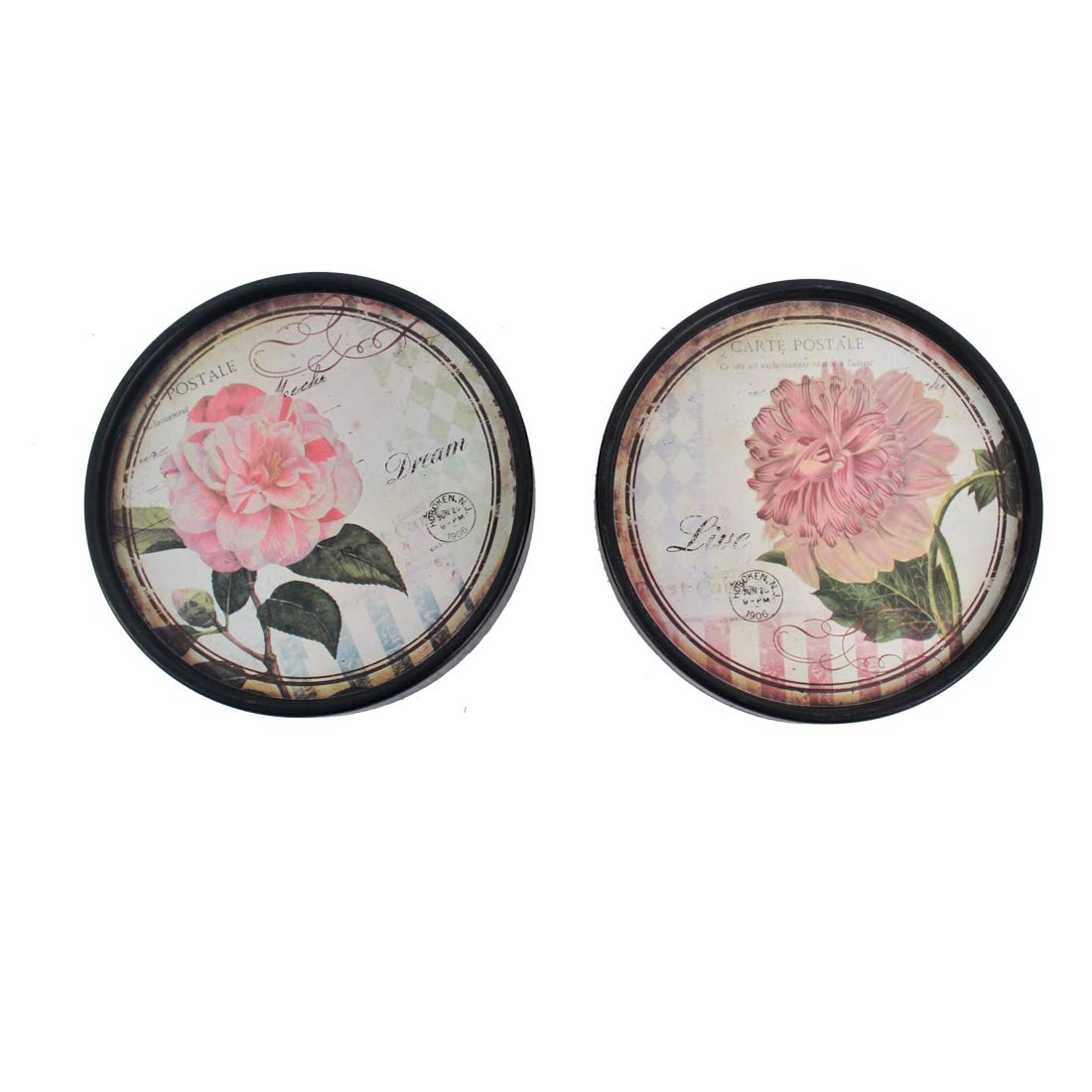 HomeRoots Decor Rustic Living-room Flower Plate Painting Set