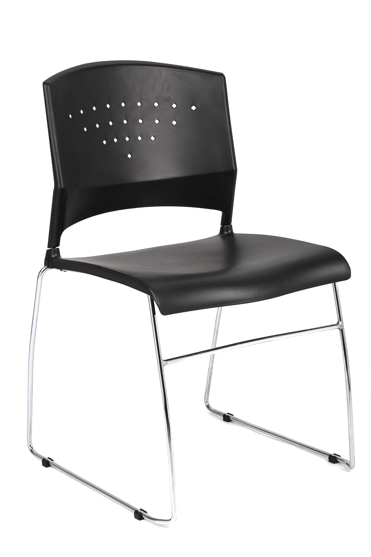 Boss Office Products Chrome Frame Stack Chair 1 Pack in Black