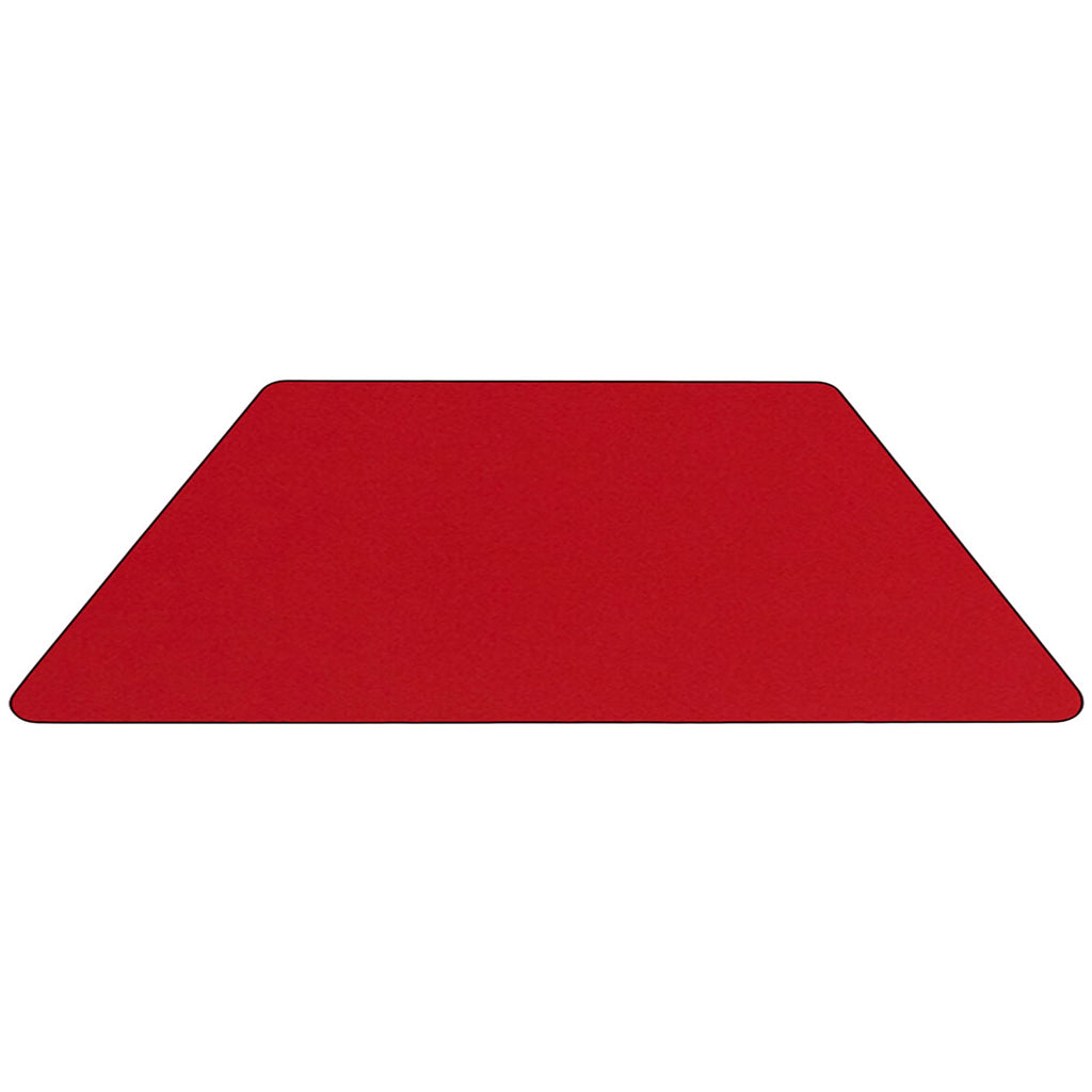 Flash Furniture Mobile 29''W X 57''L Trapezoid Red Thermal Laminate Activity Table - Height Adjustable Short Legs