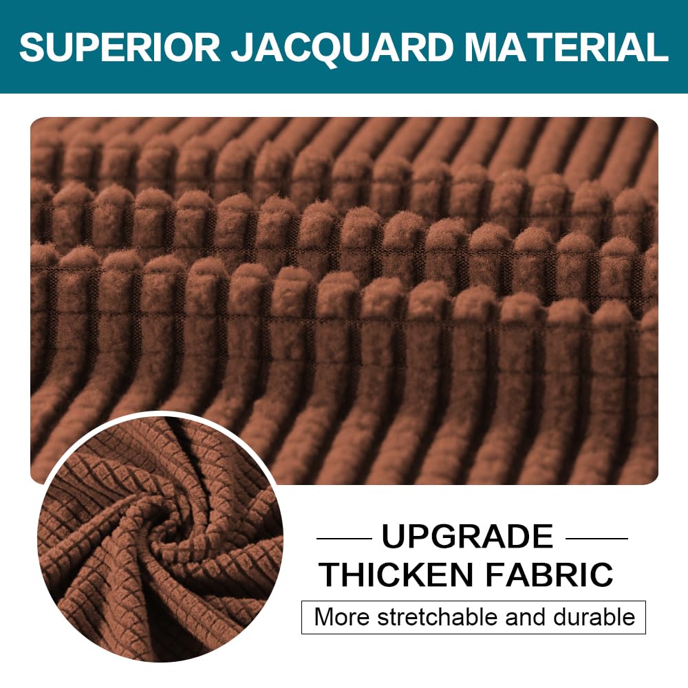 Turquoize 4 Piece Sofa Covers For 3 Cushion Couch Slipcover Soft Cover Dogs-Washable Furniture With Individual Covers,Feature Jacquard Fabric(3 Cushion Sofa, Caramel)