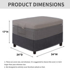 Easy-Going Outdoor Ottoman Cover, Waterproof Patio Ottoman Cover, Heavy Duty Outdoor Furniture Cover With Padded Handles (34'X24'X17', Gray/Dark Gray)