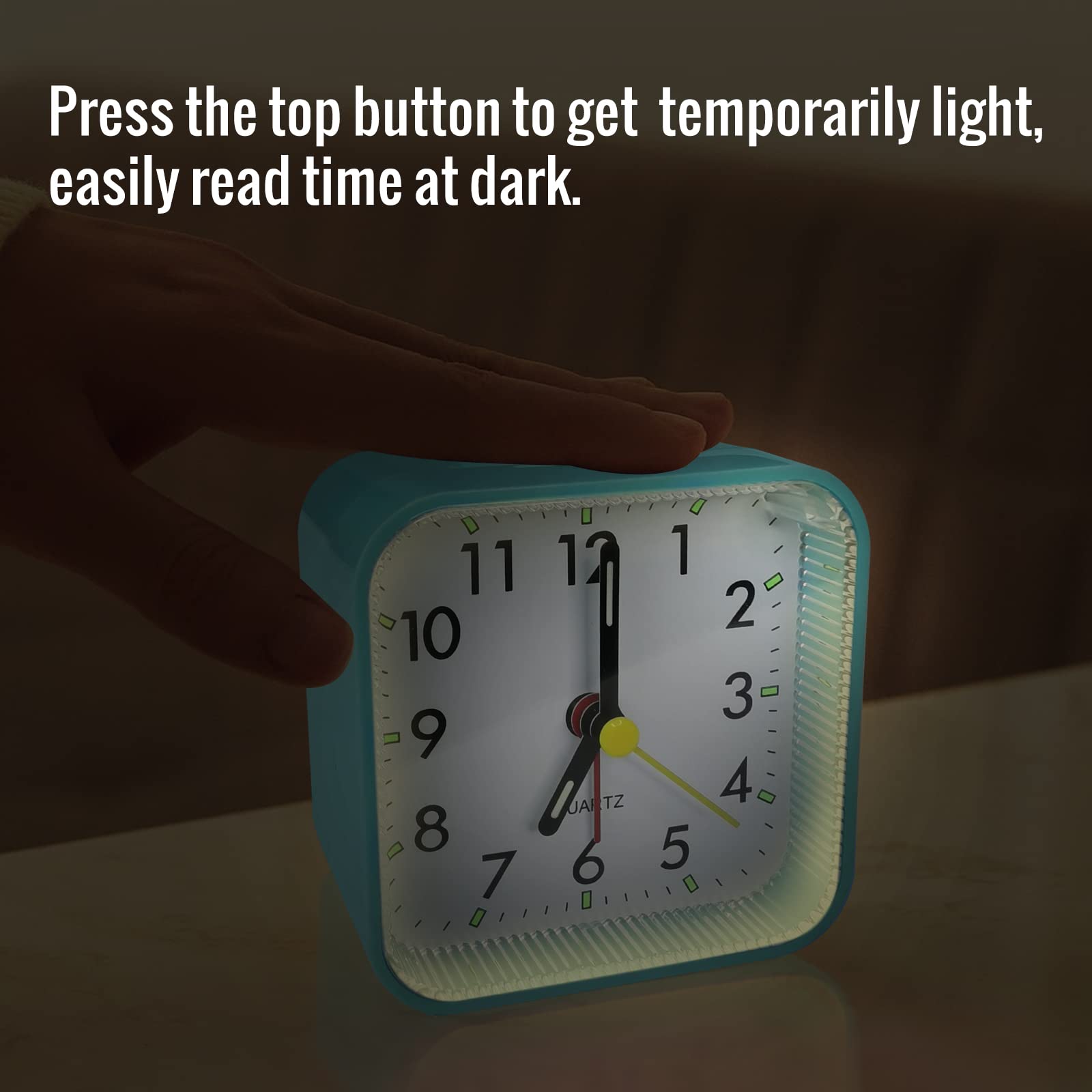 Lamisola Small Battery Operated Analog Alarm Clock, Travel Clock,Quieter Bedside Clocks For Bedrooms Bathroom Shelf Desk,Green