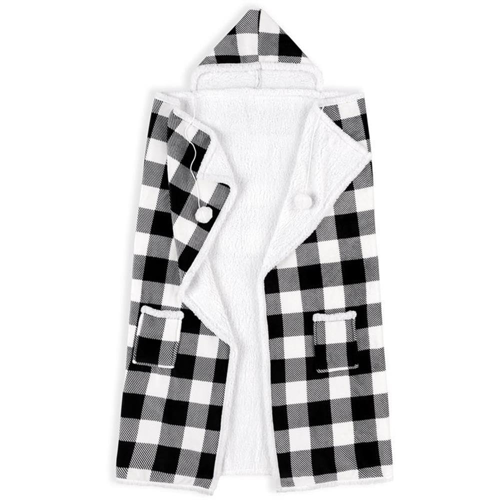 Premium Wearable Hooded Blanket For Adult Women And Men 71'X51' - Super Soft, Lightweight, Microplush, Cozy And Functional Thr