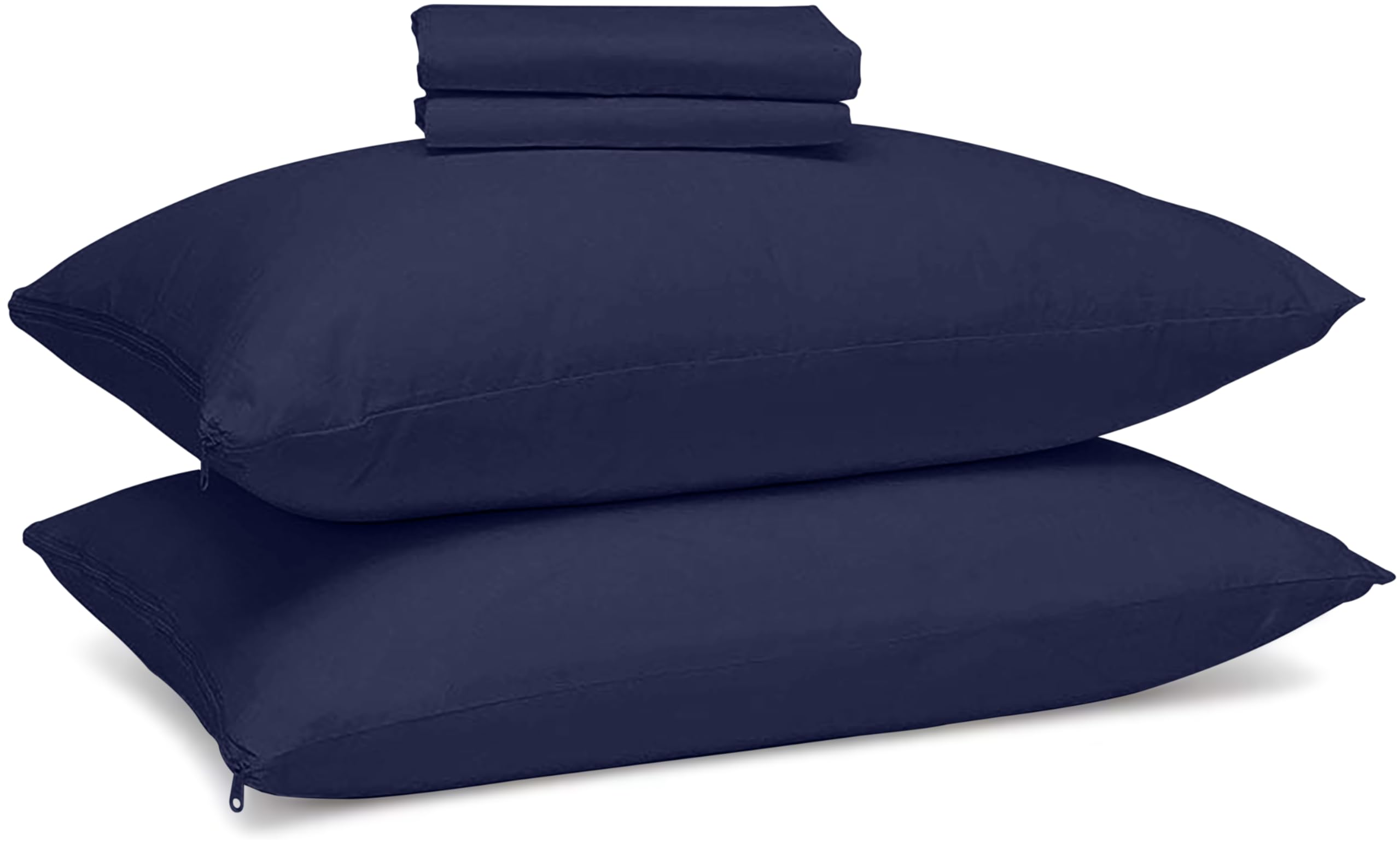 Circleshome Pillow Protectors 2 Pack Standard Zippered - 100% Cotton Breathable Pillowcases - Protects Pillows From Dirt, Dust A