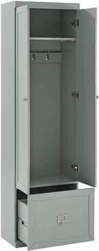 Crosley Furniture Harper Convertible Storage Cabinet with Coat Rack Hooks for Hanging, Gray