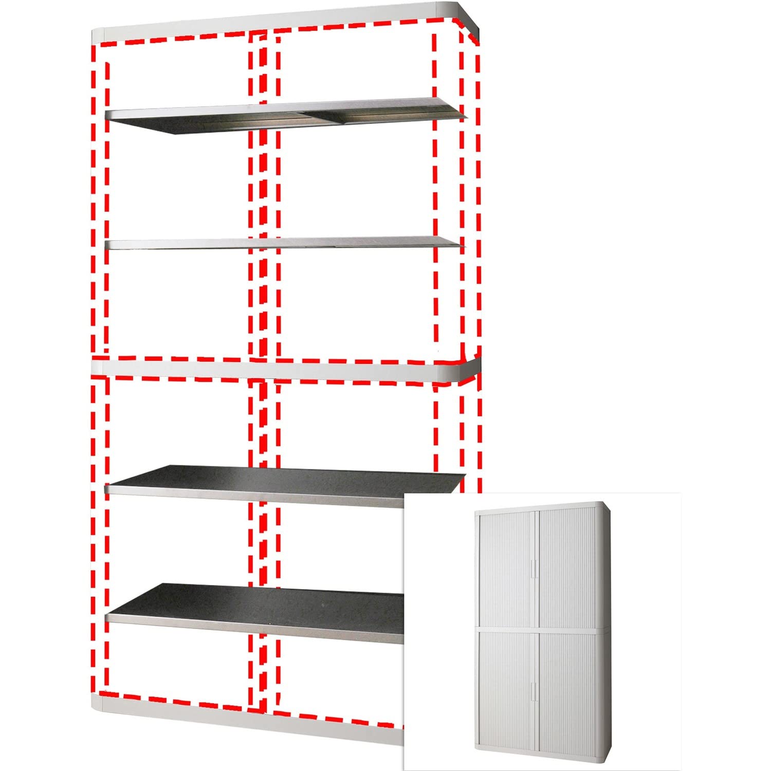 Ppr366014192394 - Paperflow Usa Easyoffice 80 Gray Storage Cabinet Top, Back, Base And Shelves