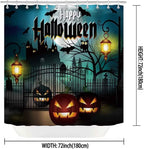 Nbvko Halloween Castle Pumpkin Waterproof Shower Curtain,With Non-Slip Rugs,Toilet Lid Cover And Bath Mat,Bathroom Shower Decor