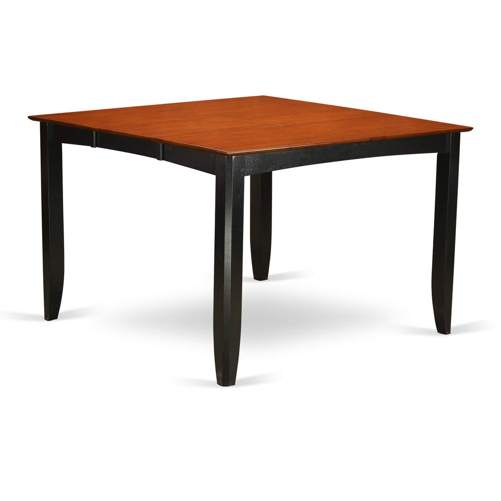 East West Furniture FAIR5-BLK-W Fairwind 5 Piece Kitchen Counter Height Set Includes a Square Pub Table with Pedestal and 4 Dining Room Chairs, 54x54 Inch