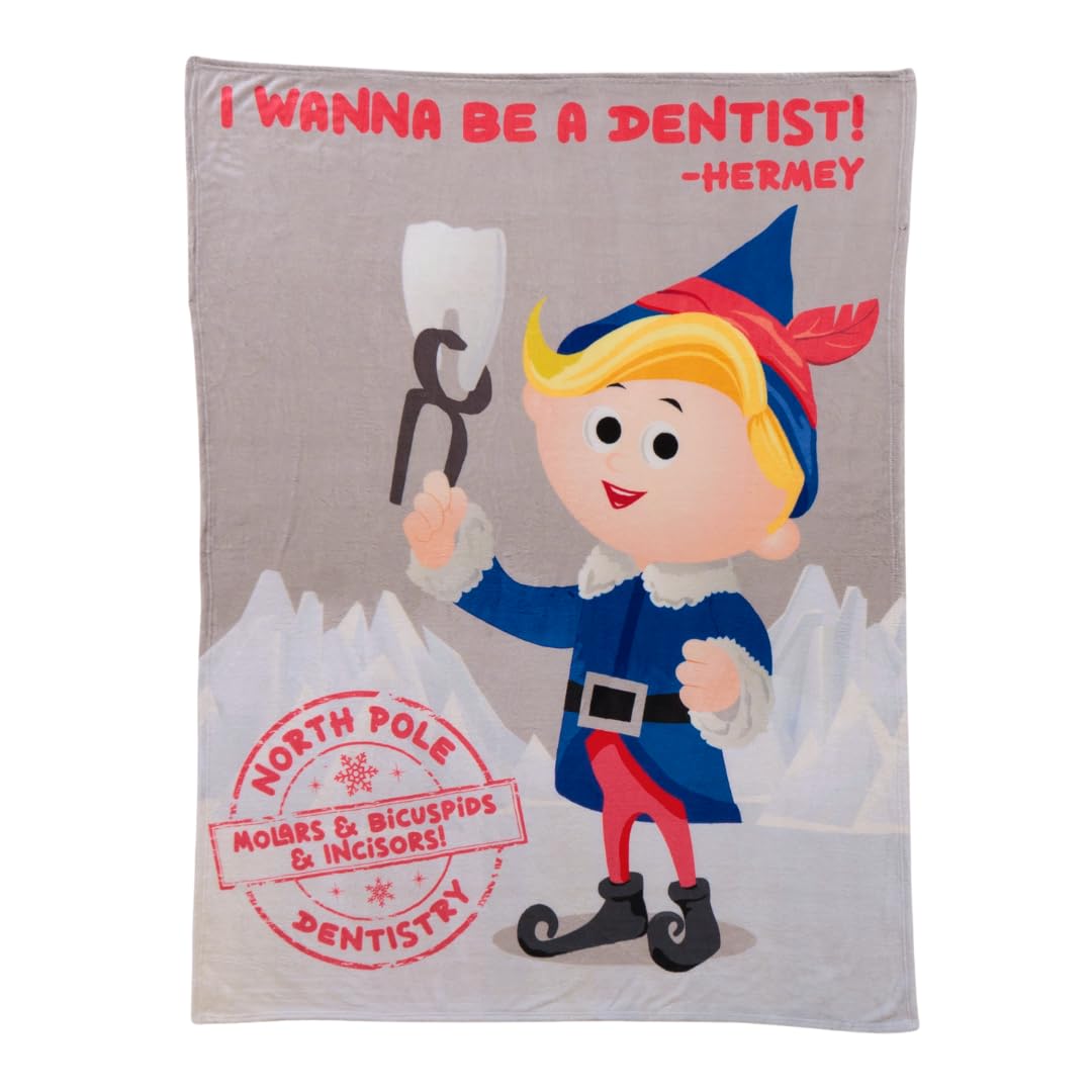 Franco Collectibles Rudolph Hermey The Elf Dentist Holiday Bedding Super Soft Cozy Throw, 46 In X 60 In, (Officially Licensed Pr