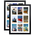 HORLIMER 9 Openings 4x6 Picture Frames Collage Set of 2, Black Multi Photo Frame for Wall Hanging, Horizontally or Vertically Di