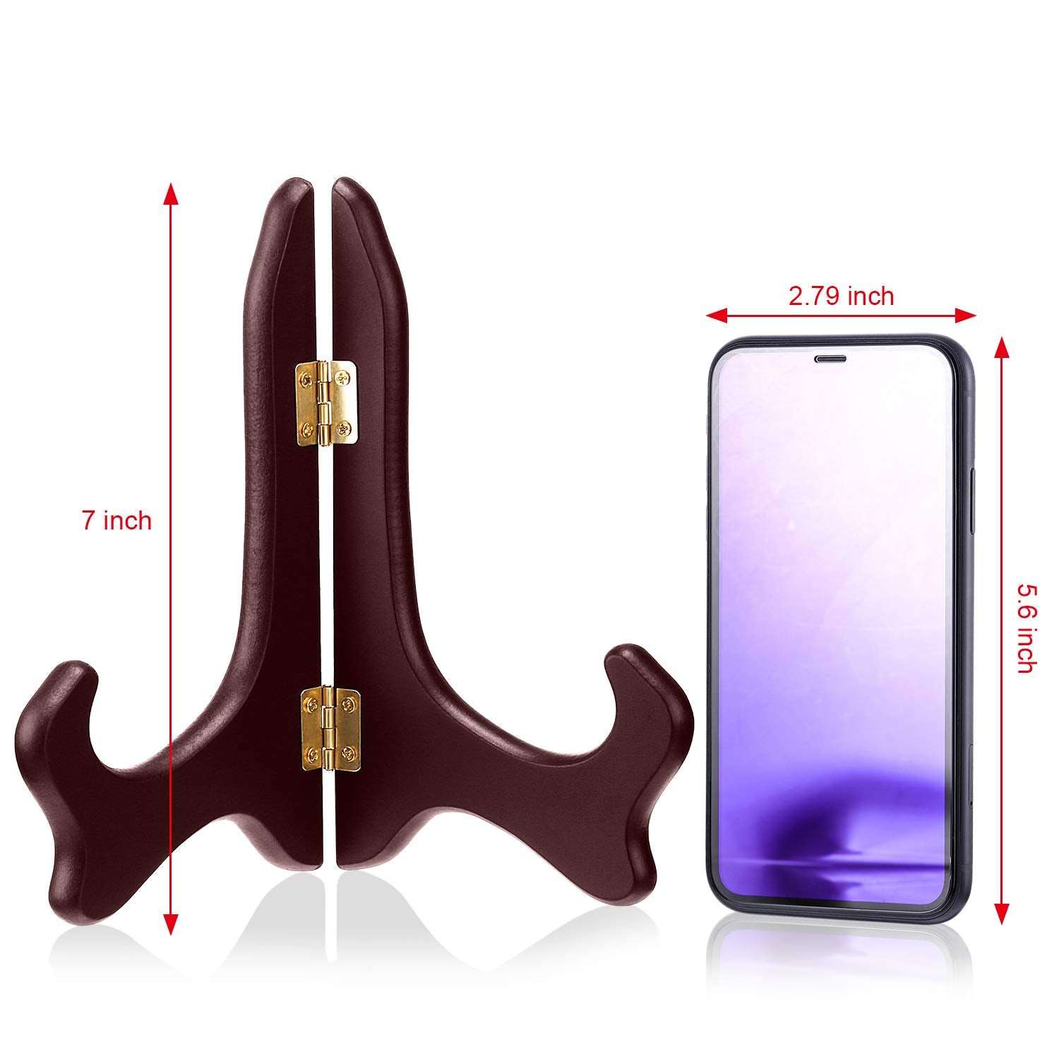 Tatuo 4 Packs Wooden Display Stand Decorative Plate Stands For Display Picture Frame Stand Holder Easels (7 Inch, Red)