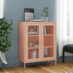 vidaXL Industrial Steel Storage Cabinet with Adjustable Shelves, Mesh Doors, Levellers, Pink, 31.5"x13.8"x40"