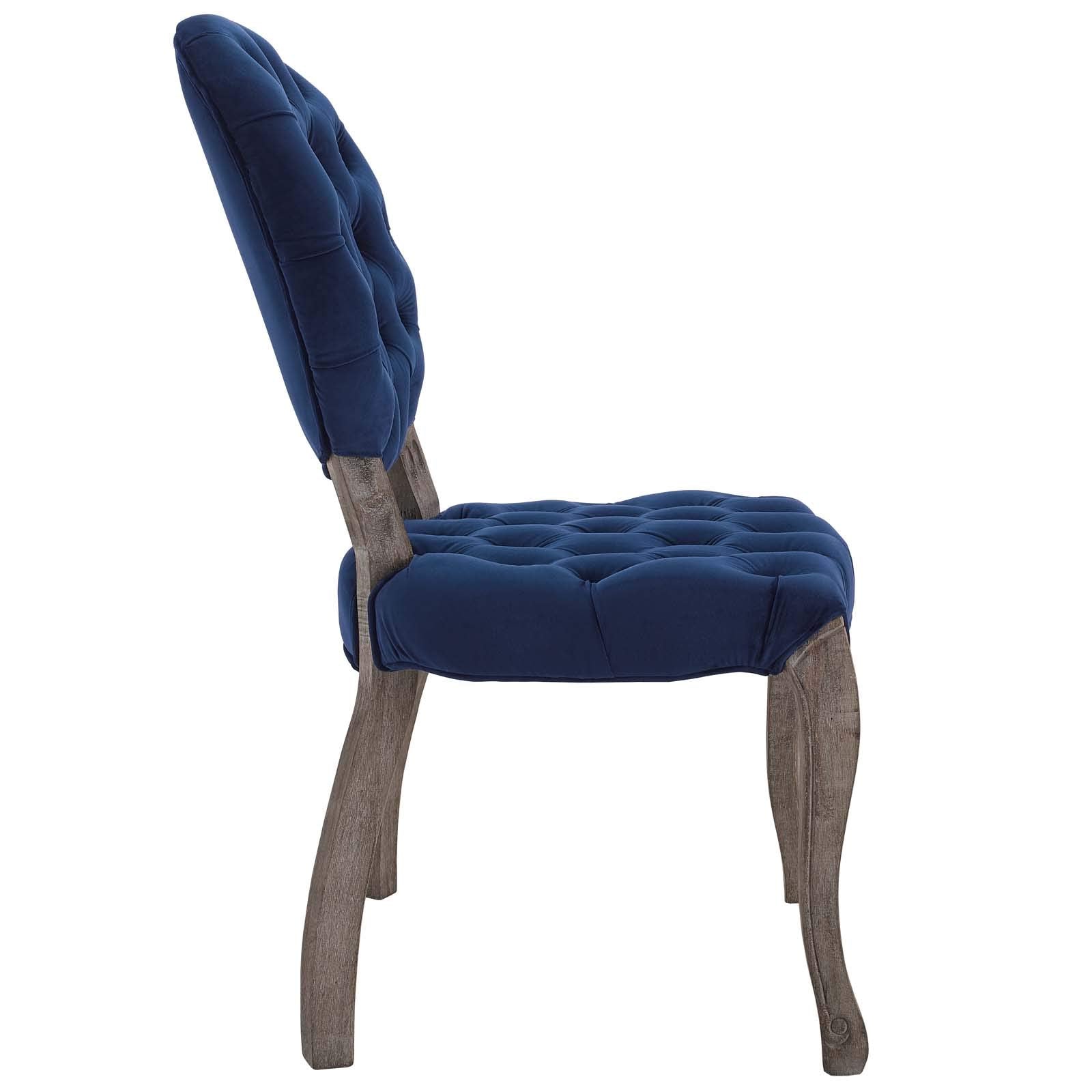 Modway Exhibit French Vintage Tufted Button Performance Velvet Dining Chair In Navy