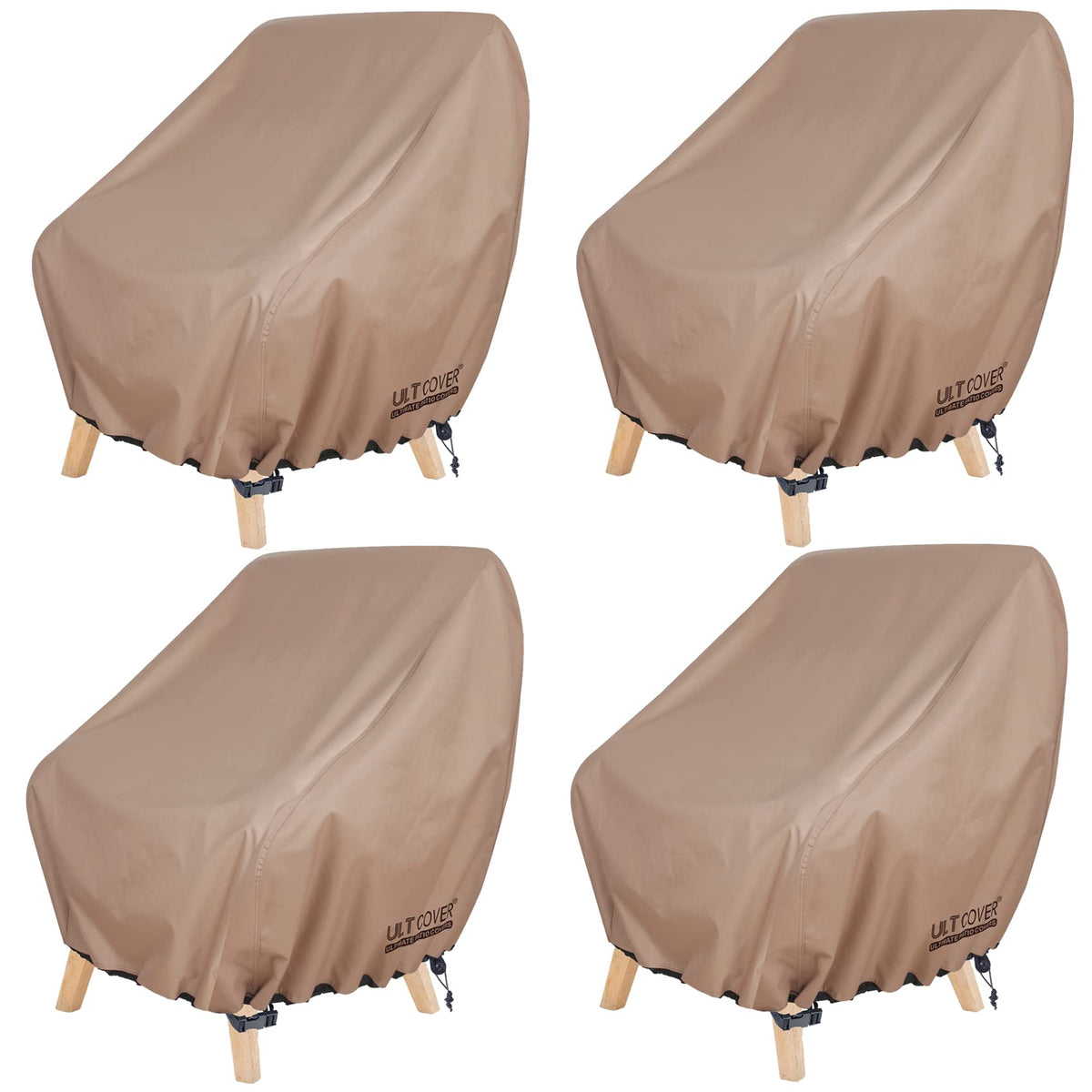 Ultcover Waterproof Patio Chair Cover 4 Pack - Outdoor Lounge Deep Seat Single Lawn Chair Cover Fits Up To 28W X 34D X 32H Inche